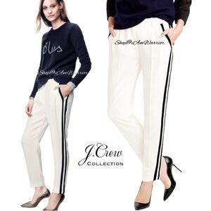 J.Crew Collection NWT ivory duo striped tuxedo draped pants